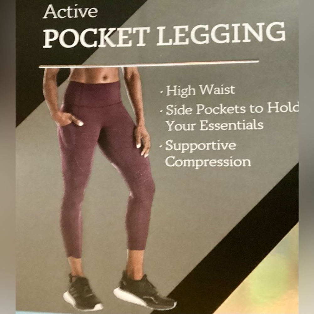 NWT! Pocket Leggings Compression Supportive High Waist Pockets Purple Large